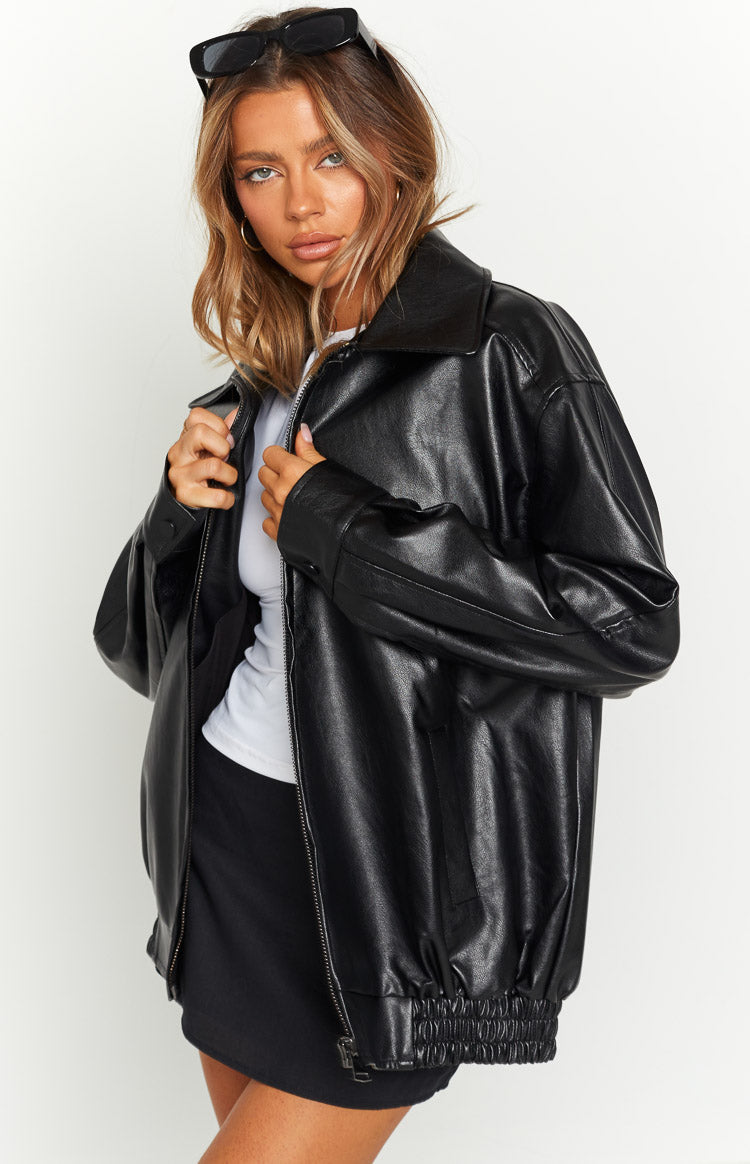 Abbi PU Siyah Bomber Ceket