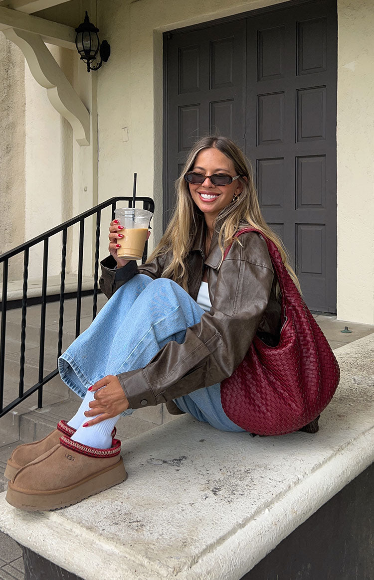 Abbi PU Vintage Kahverengi Bomber Ceket
