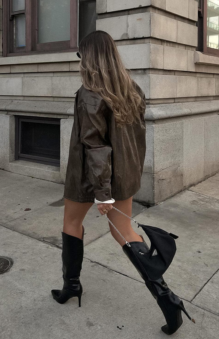 Abbi PU Vintage Kahverengi Bomber Ceket