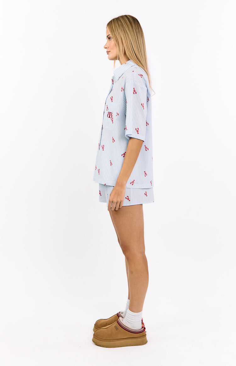 Alexea Yengeç Desenli Şık Pijama Gömleği
