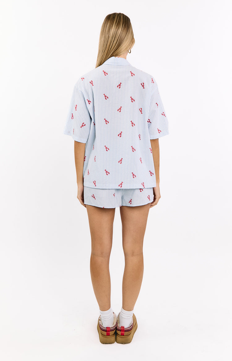Alexea Yengeç Desenli Şık Pijama Gömleği