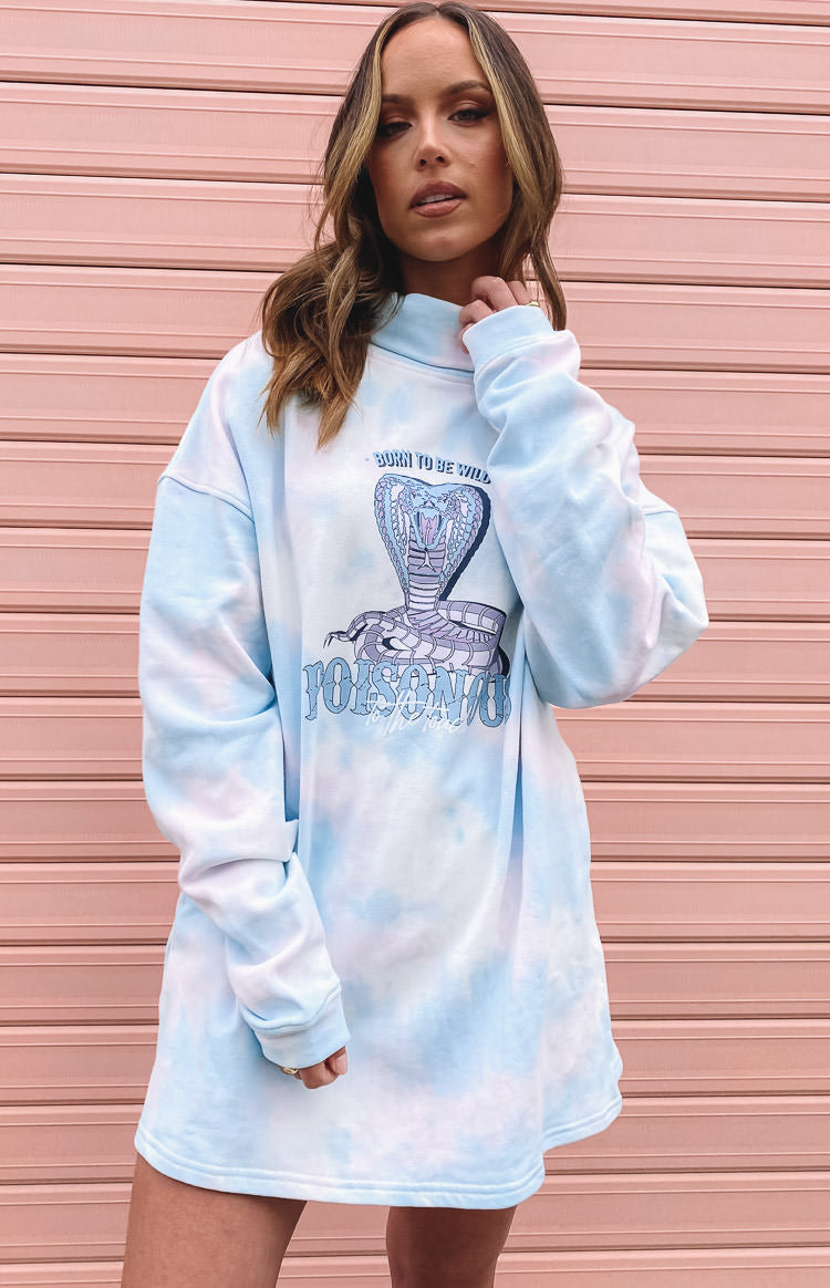 Poisonous Pastel Batik Desenli Uzun Kollu Kazak Elbise