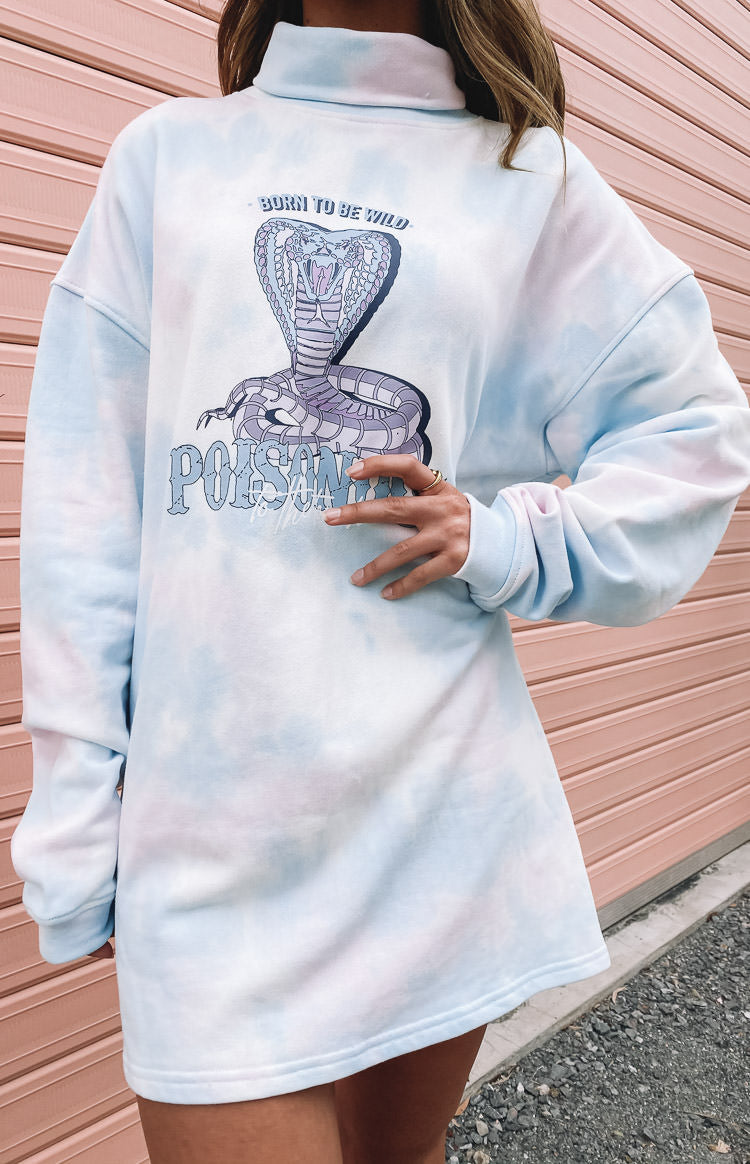 Poisonous Pastel Batik Desenli Uzun Kollu Kazak Elbise