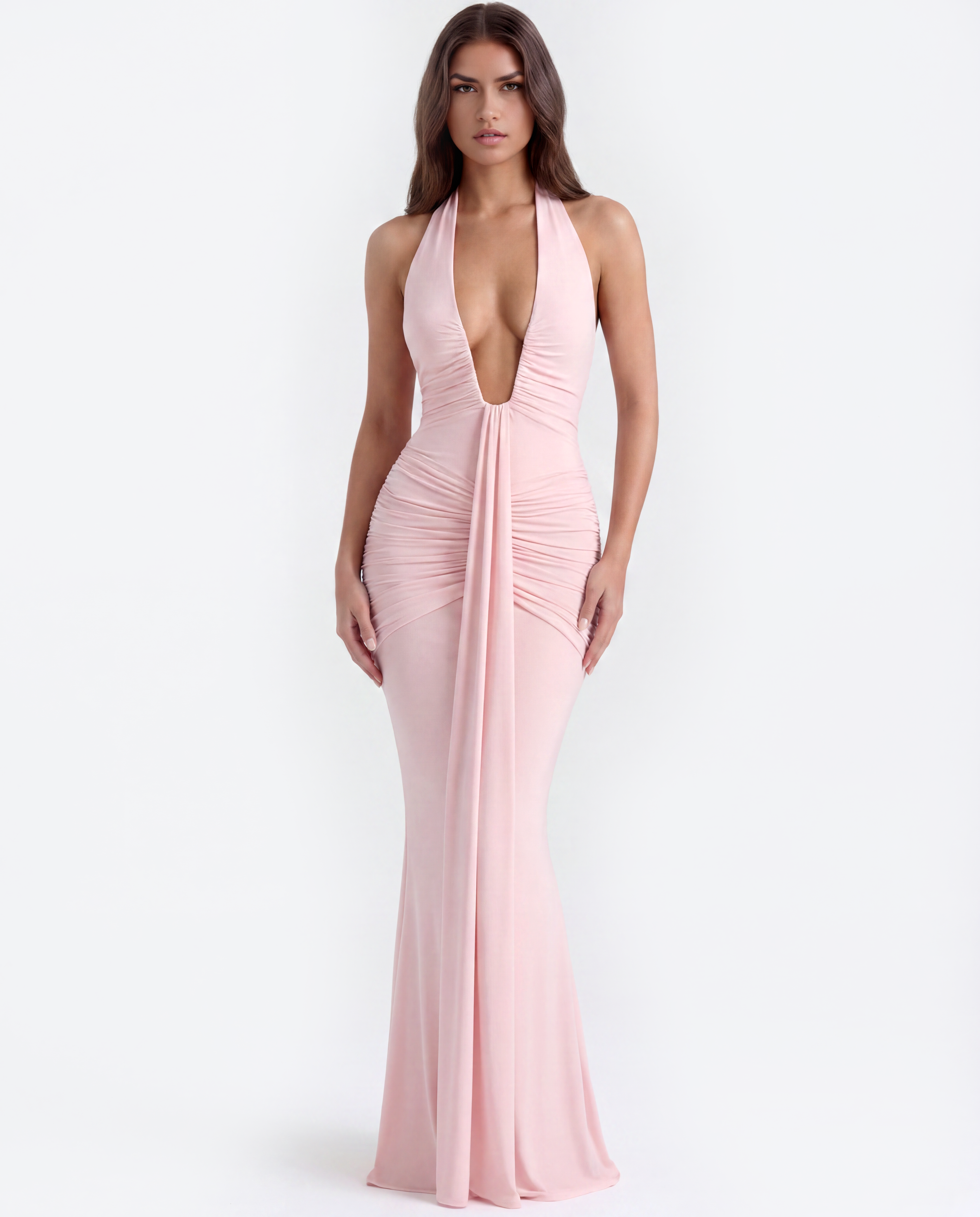 Ariel Pembe Maxi Elbise