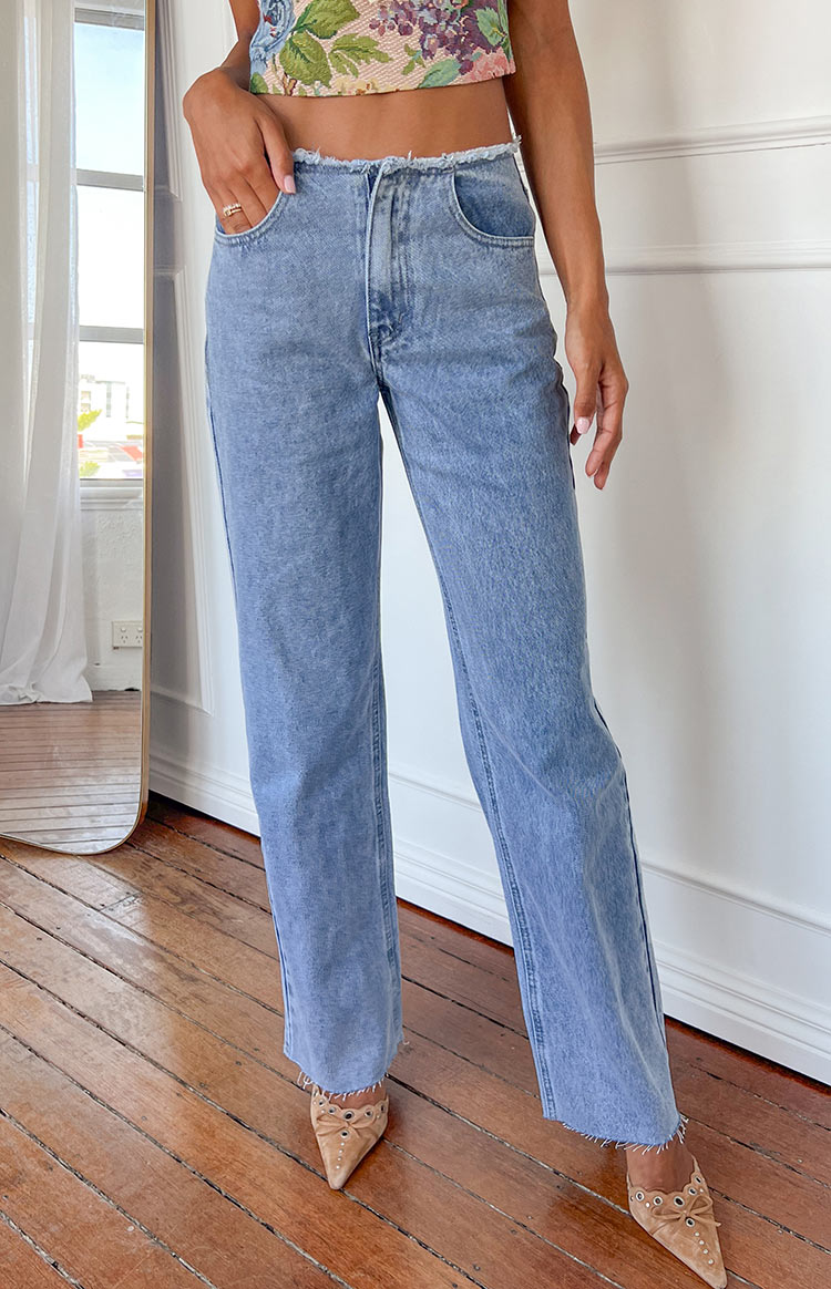 Austin Orta Bel Orta Yıkama Mavi Denim Pantolon