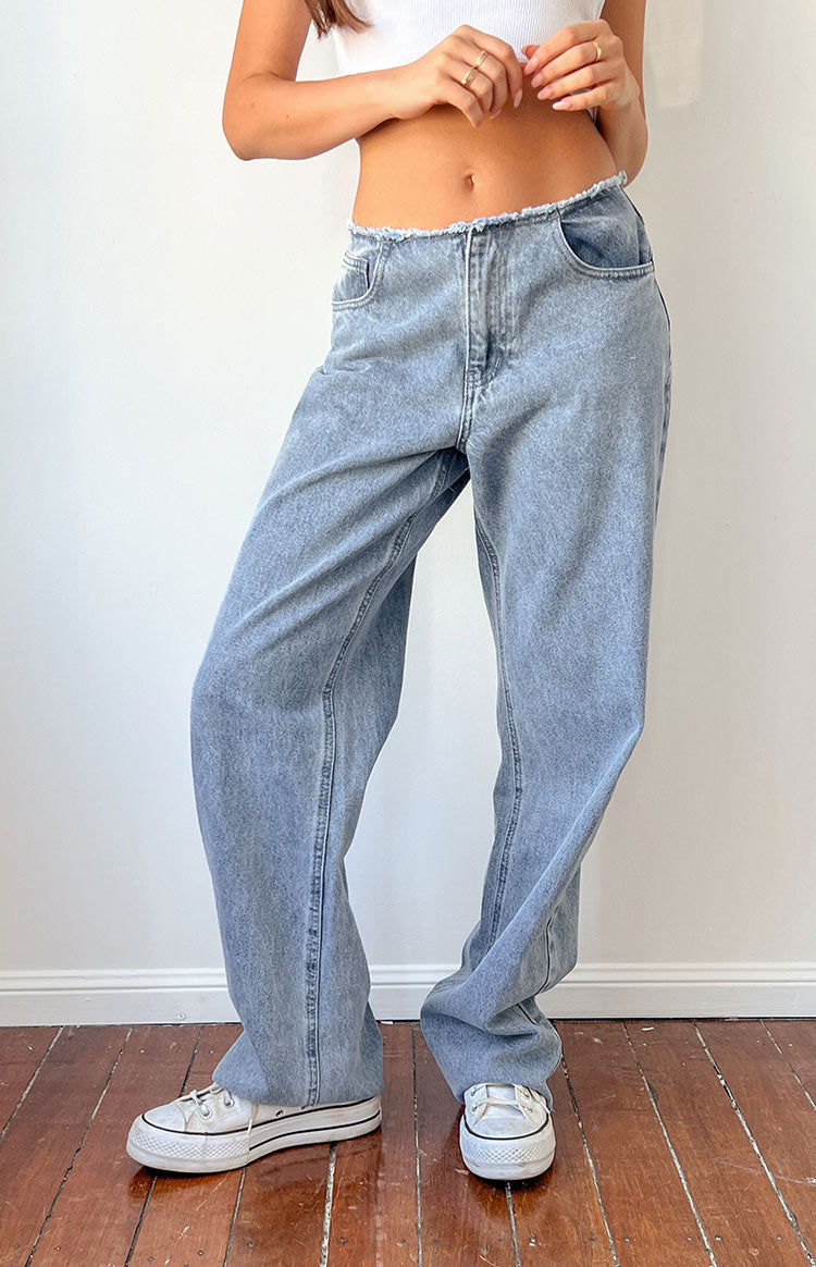 Austin Orta Bel Orta Yıkama Mavi Denim Pantolon