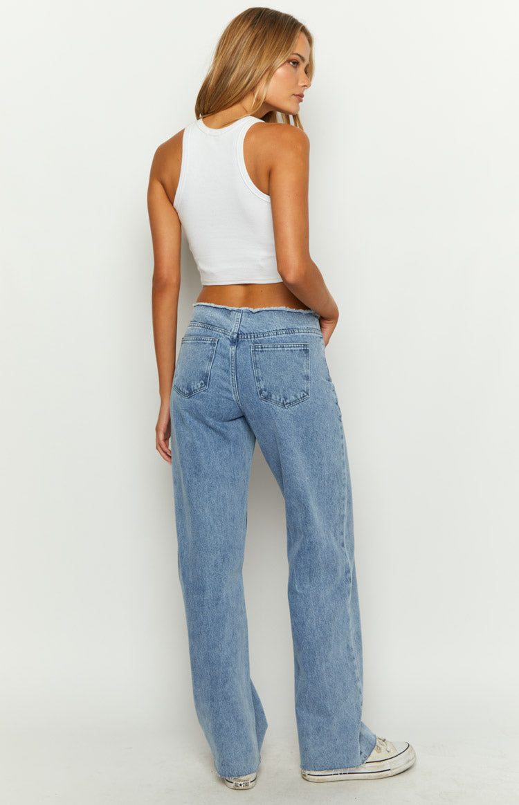Austin Orta Bel Orta Yıkama Mavi Denim Pantolon