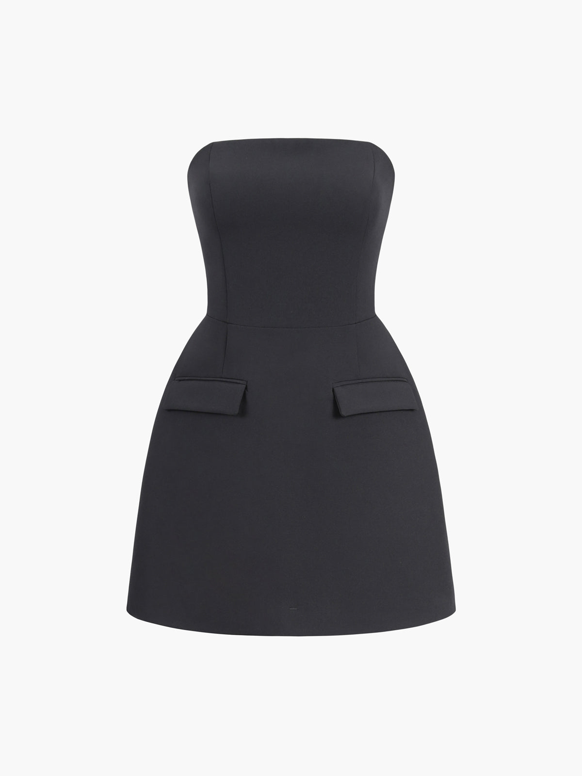 Straplez Düz Mini Elbise