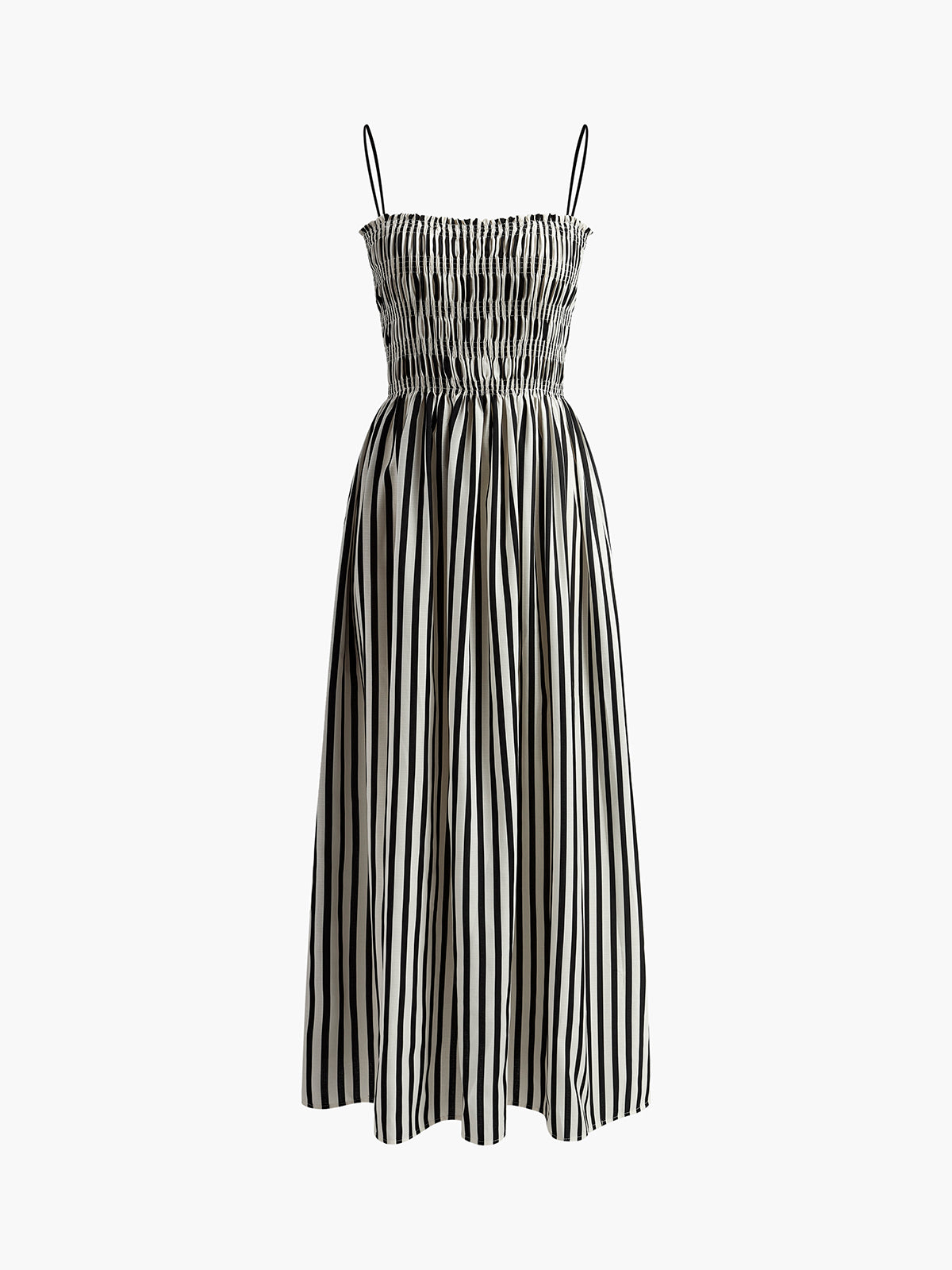 Kolsuz Pinstripe Desenli Uzun Elbise