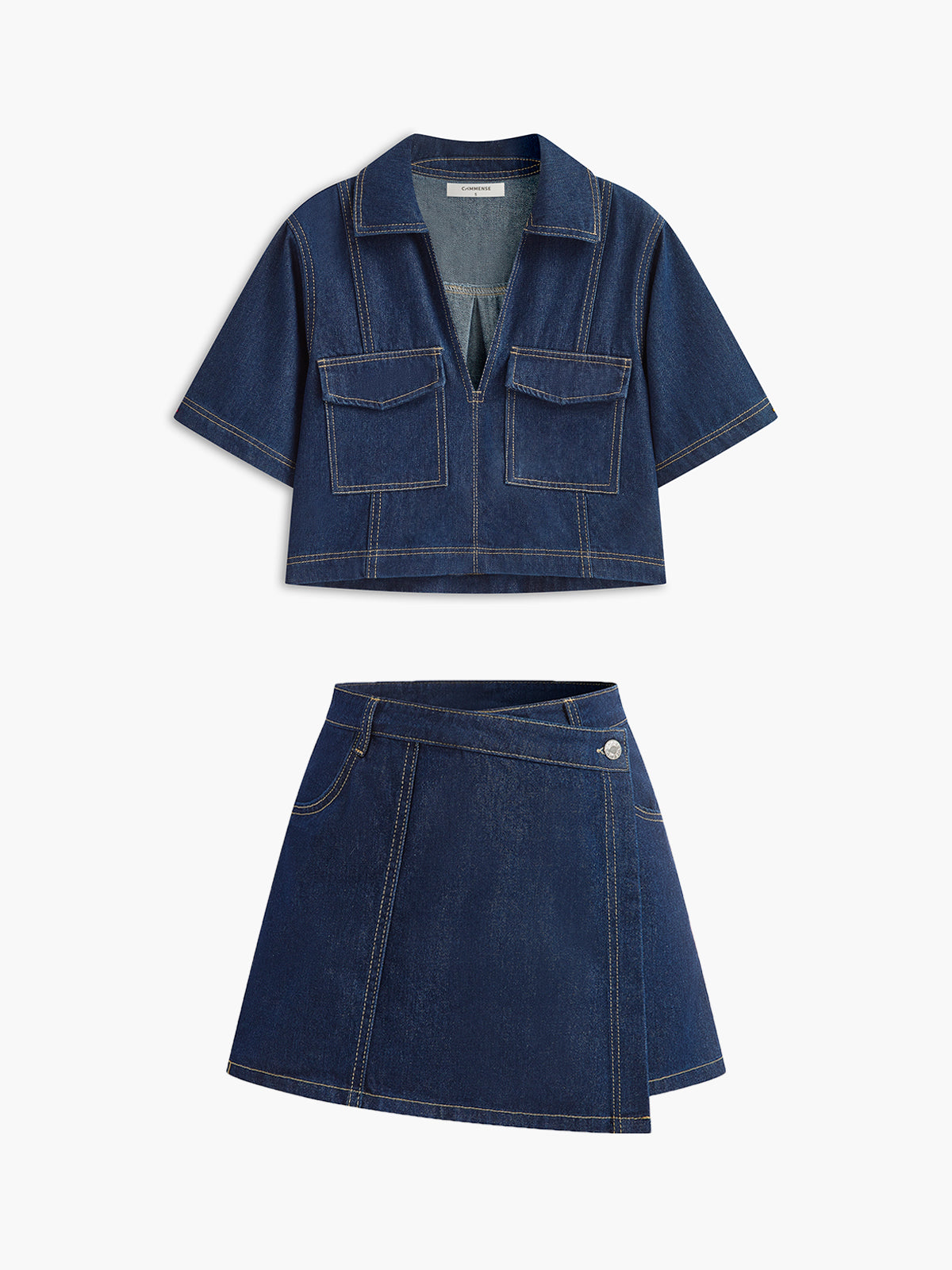 Cepli Denim Şort Takım