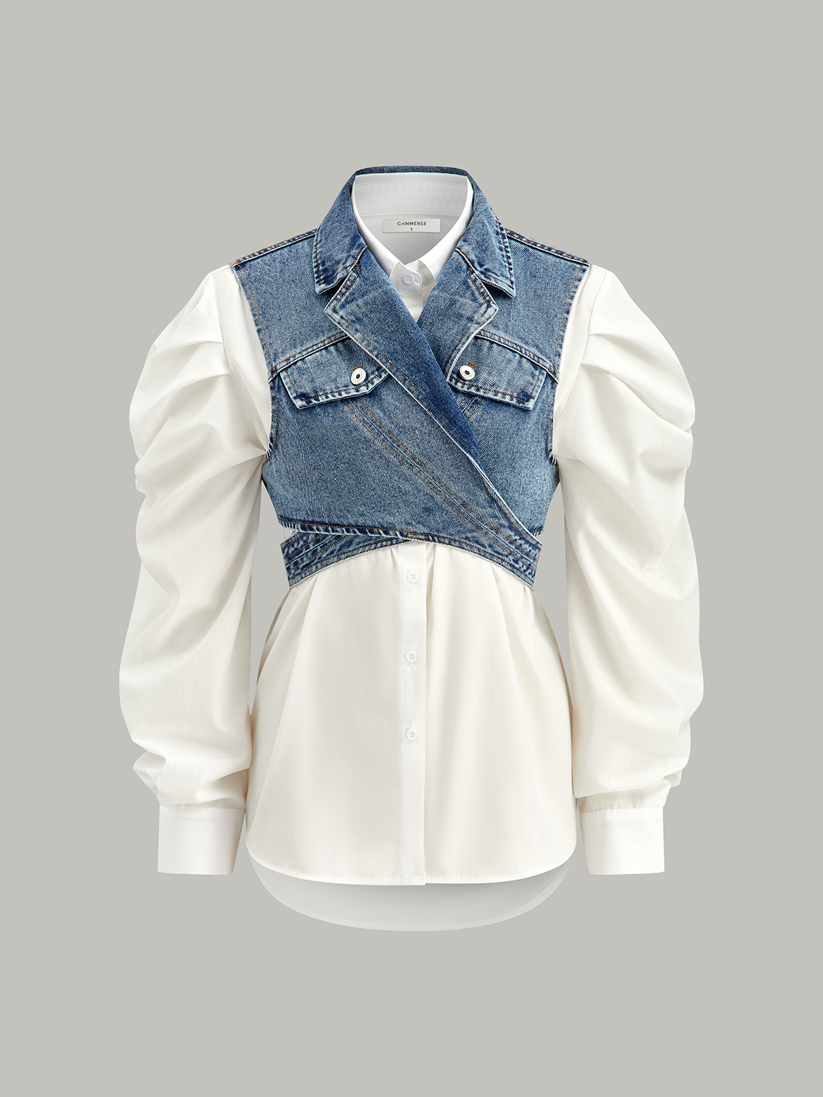 Asimetrik Wrap Kot Lapel Crop Yelek