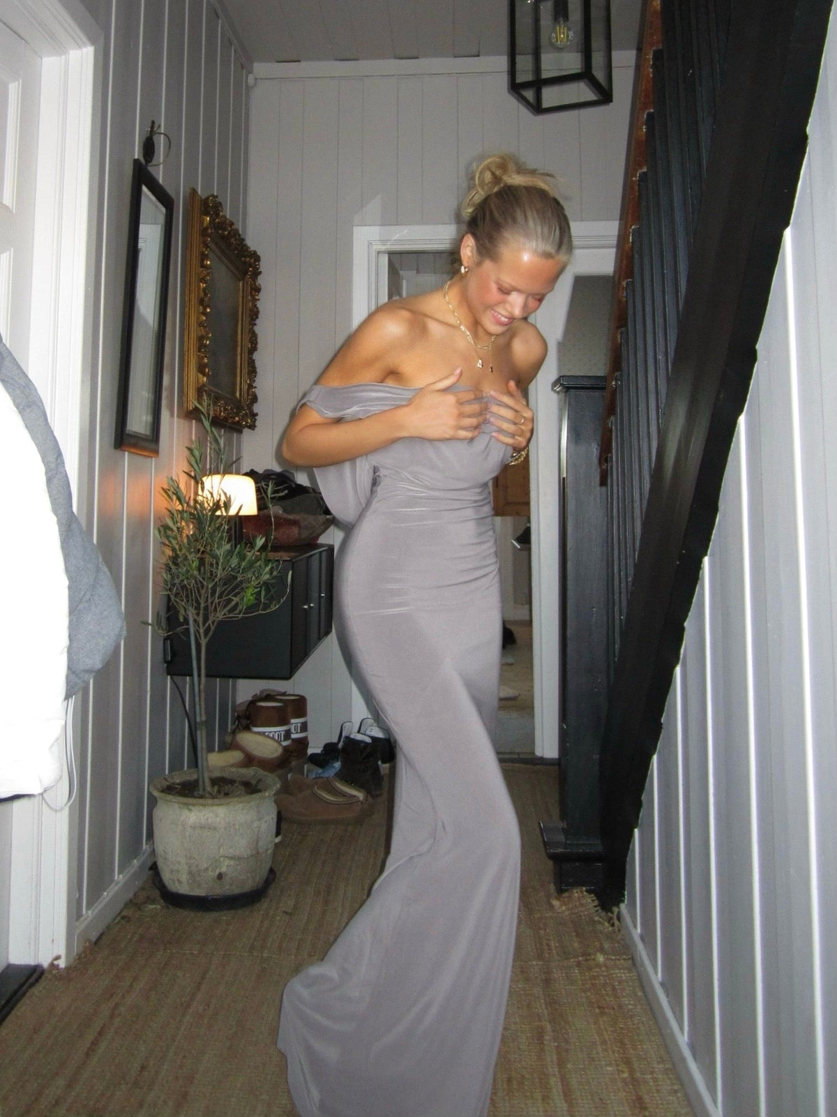 Flora Maxi Elbise - Taupe