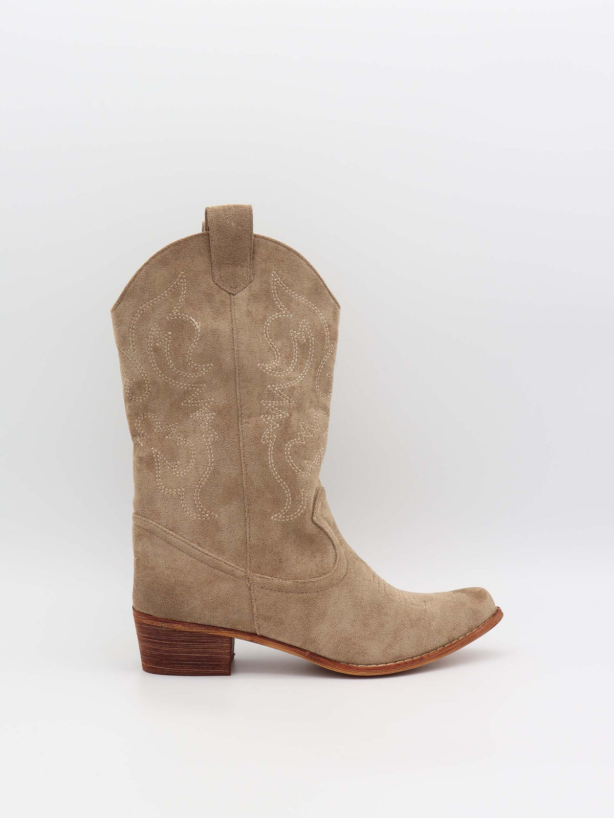 Bej Suni Deri Bassau Cowboy Botları