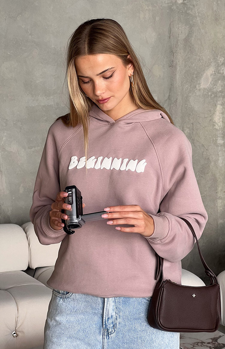 Bej Renk Kapüşonlu Premium Sweatshirt