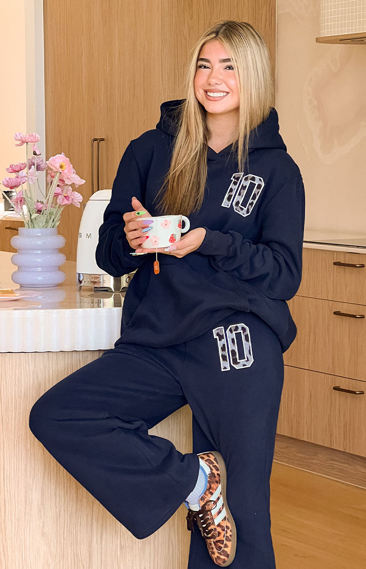 Başlangıç Navy Leopar Yıldız Kapüşonlu Sweatshirt