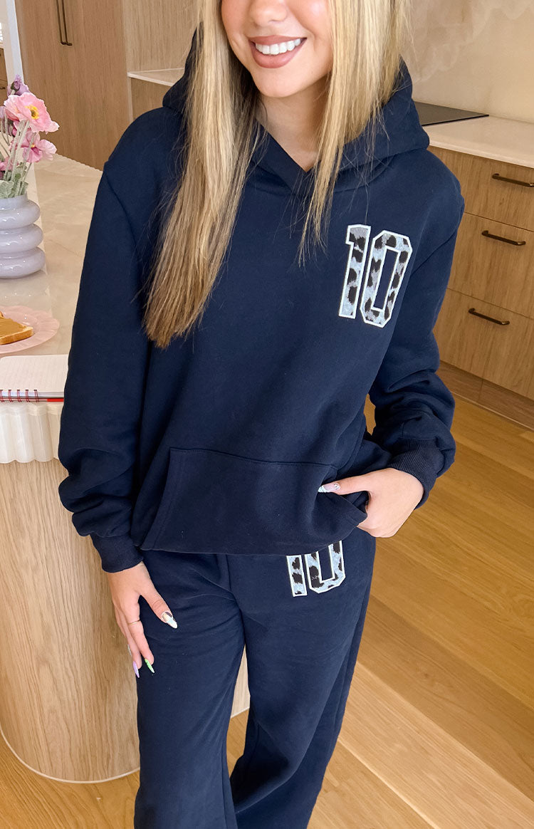 Başlangıç Navy Leopar Yıldız Kapüşonlu Sweatshirt