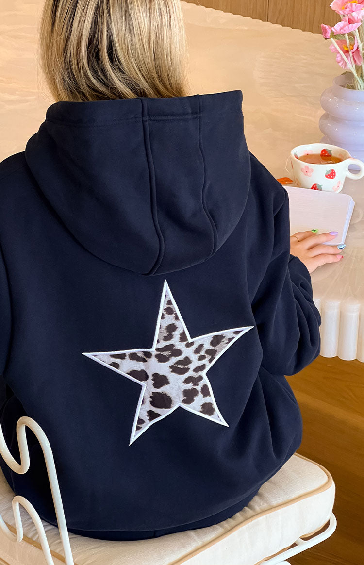 Başlangıç Navy Leopar Yıldız Kapüşonlu Sweatshirt