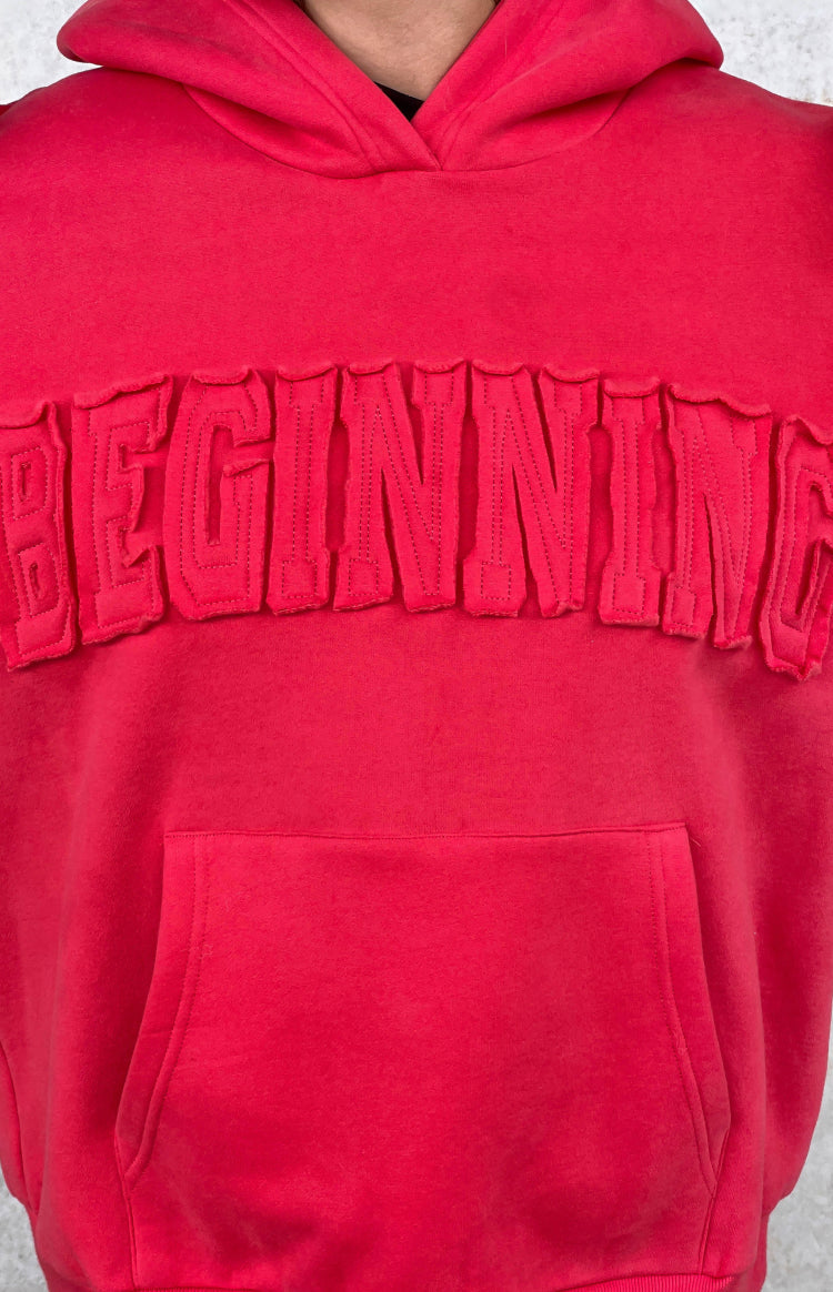 Karpuz Kırmızısı Kapüşonlu Sweatshirt