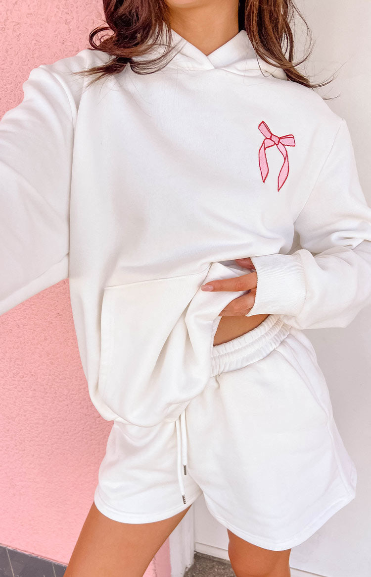 Beyaz Tatlıcı Kapüşonlu Sweatshirt