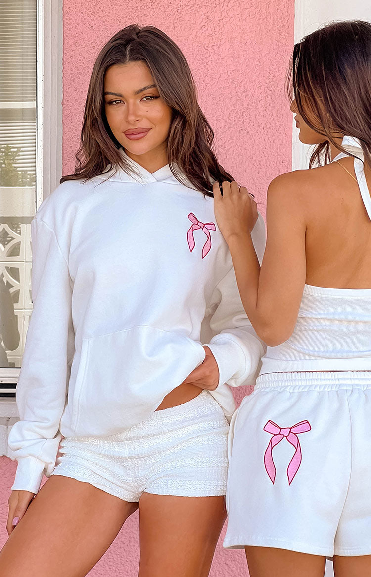 Beyaz Tatlıcı Kapüşonlu Sweatshirt