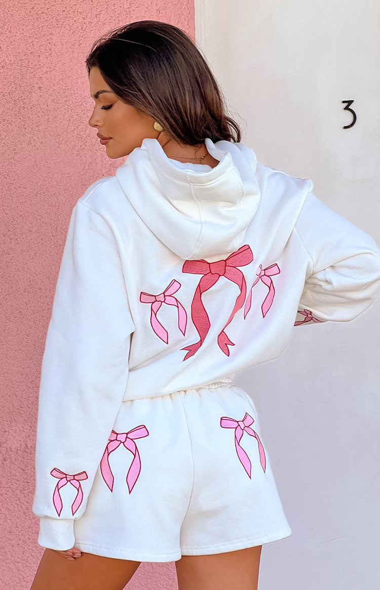 Beyaz Tatlıcı Kapüşonlu Sweatshirt