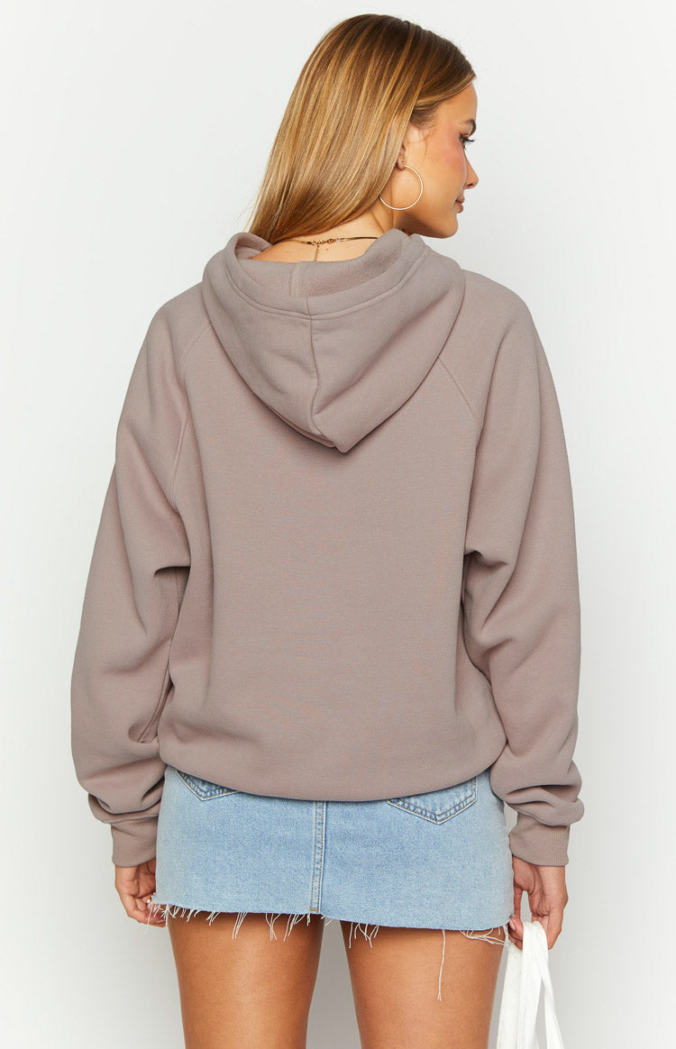 Bej Renk Kapüşonlu Premium Sweatshirt