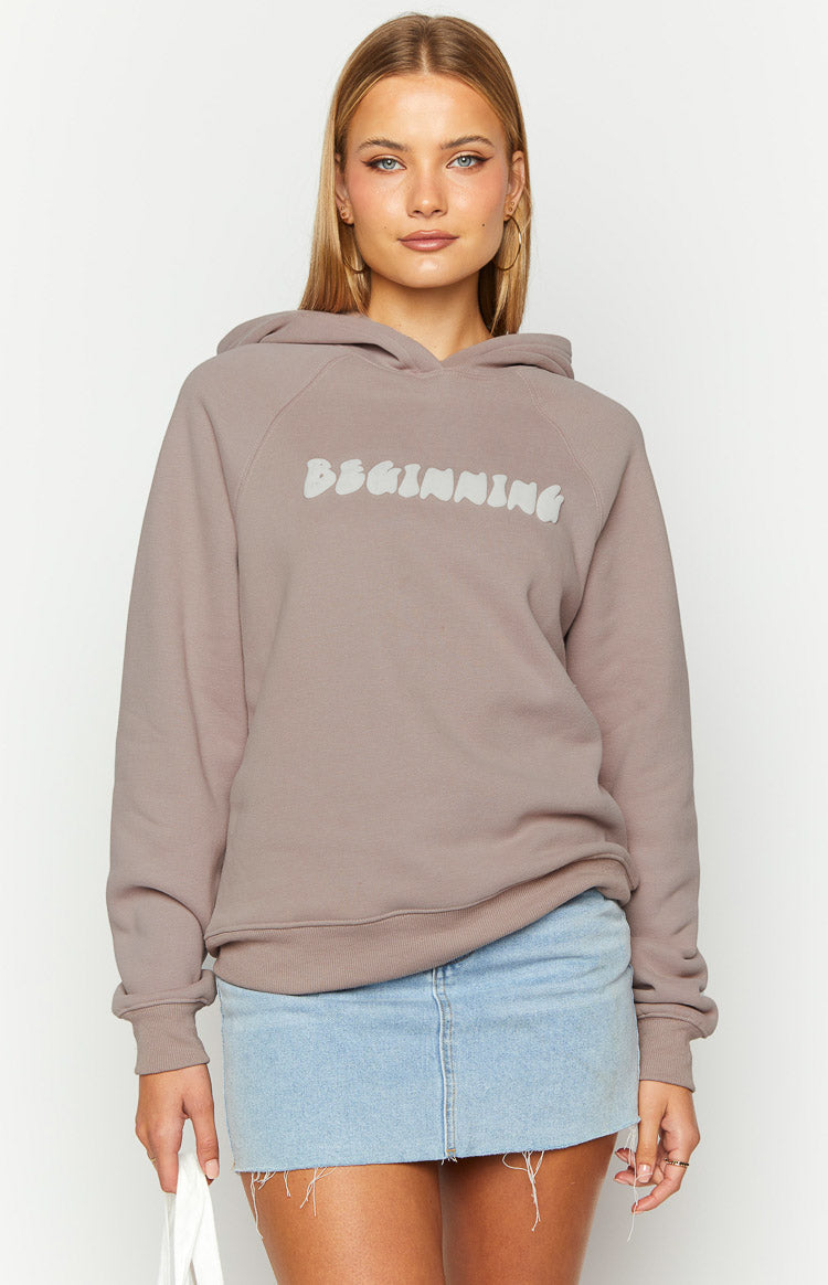 Bej Renk Kapüşonlu Premium Sweatshirt