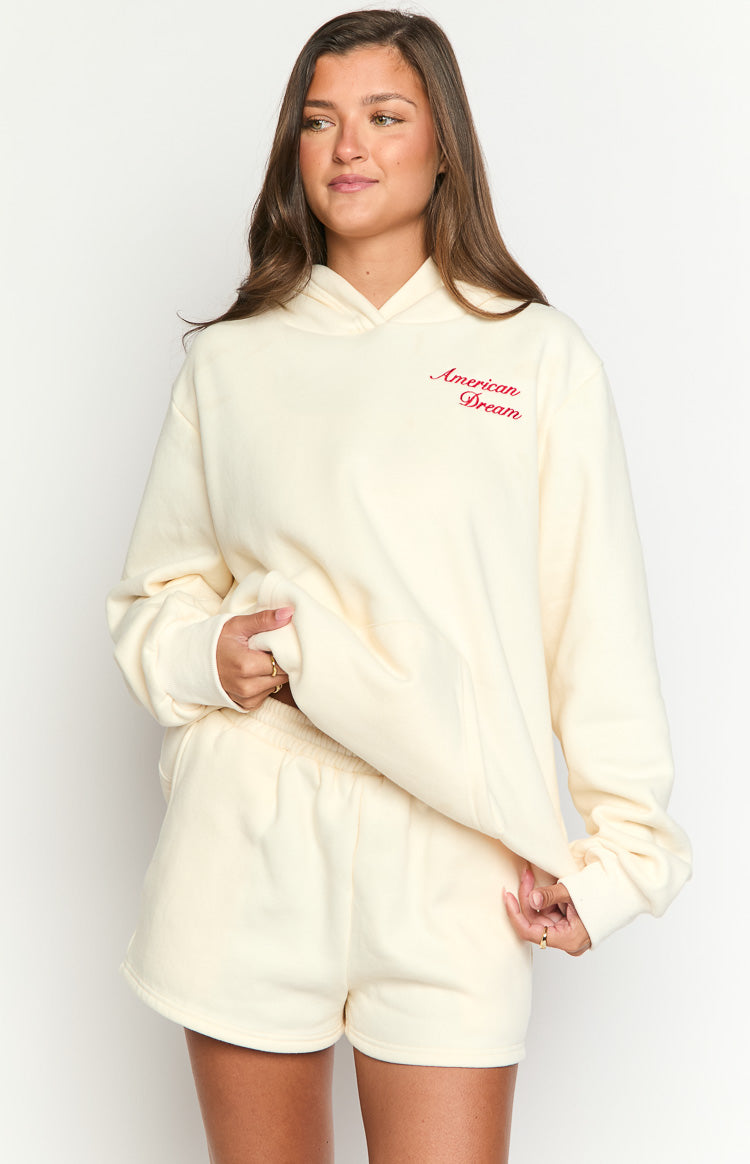 Başlangıç Krem Amerikan Rüyası Kapşonlu Sweatshirt