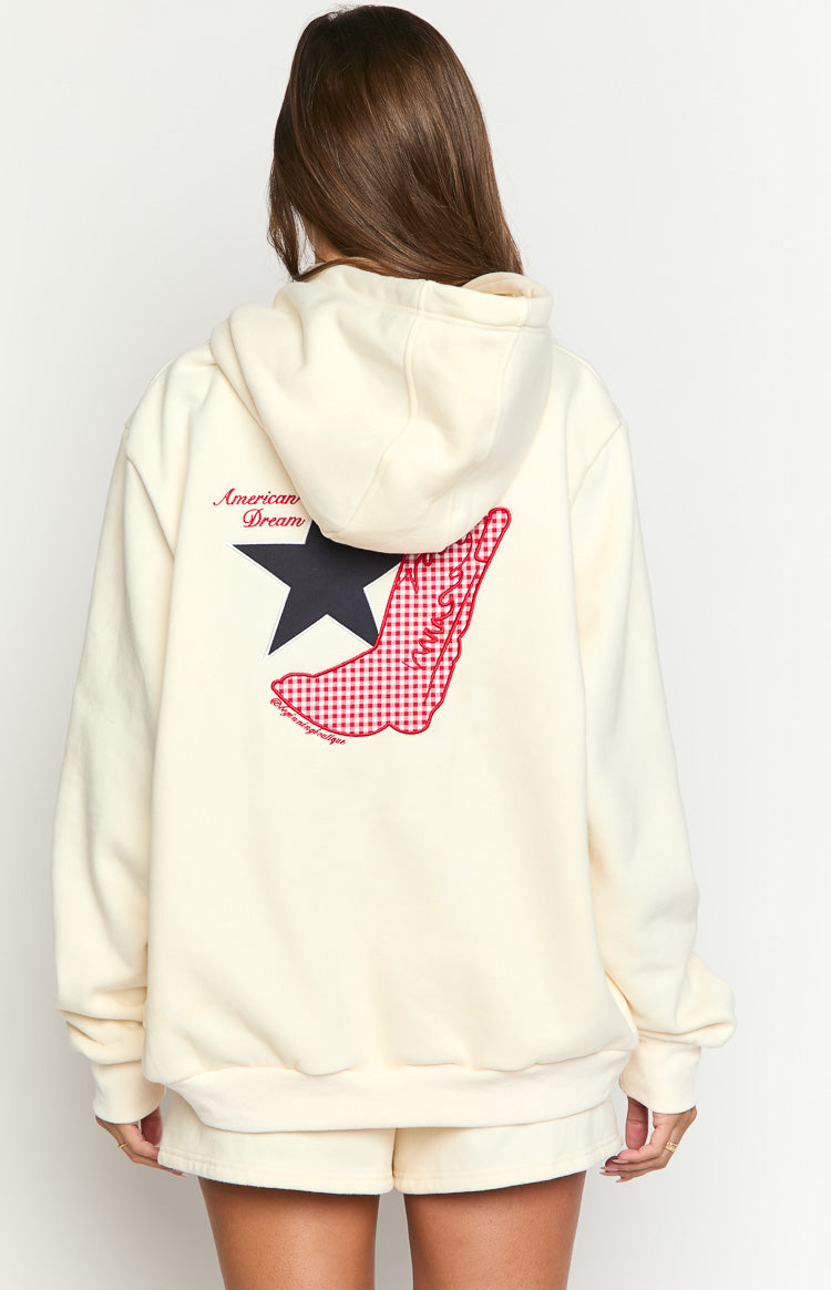 Başlangıç Krem Amerikan Rüyası Kapşonlu Sweatshirt