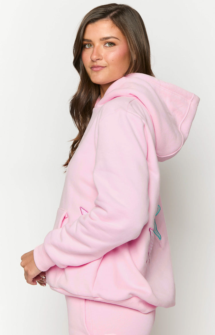 Kadın Pembe Yıldız Kapşonlu Sweatshirt - Rahat ve Şık