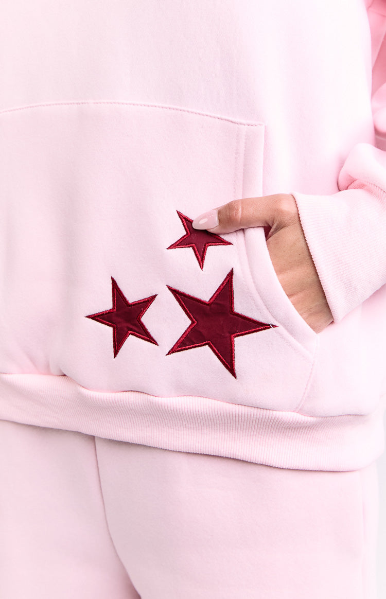 Başlangıç Pembe Bordo Yıldız Kapüşonlu Sweatshirt