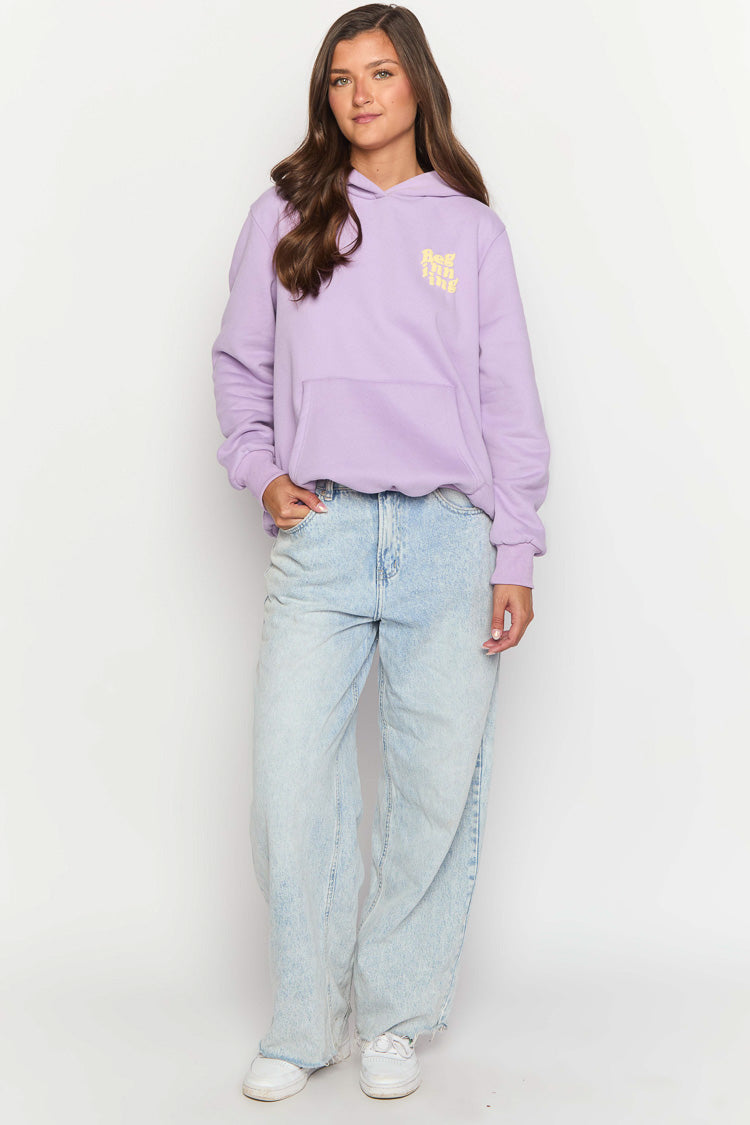 Mor Kapüşonlu Snuggle Bubble Sweatshirt