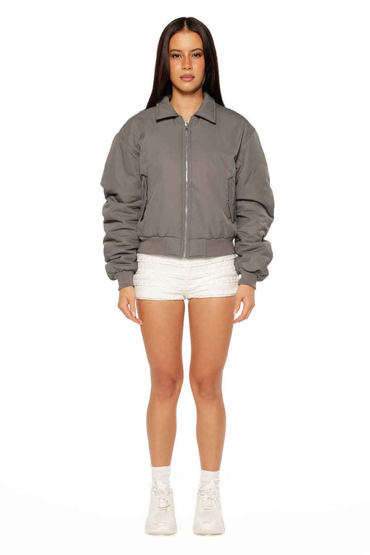 Benson Gri Puff Bomber Ceket