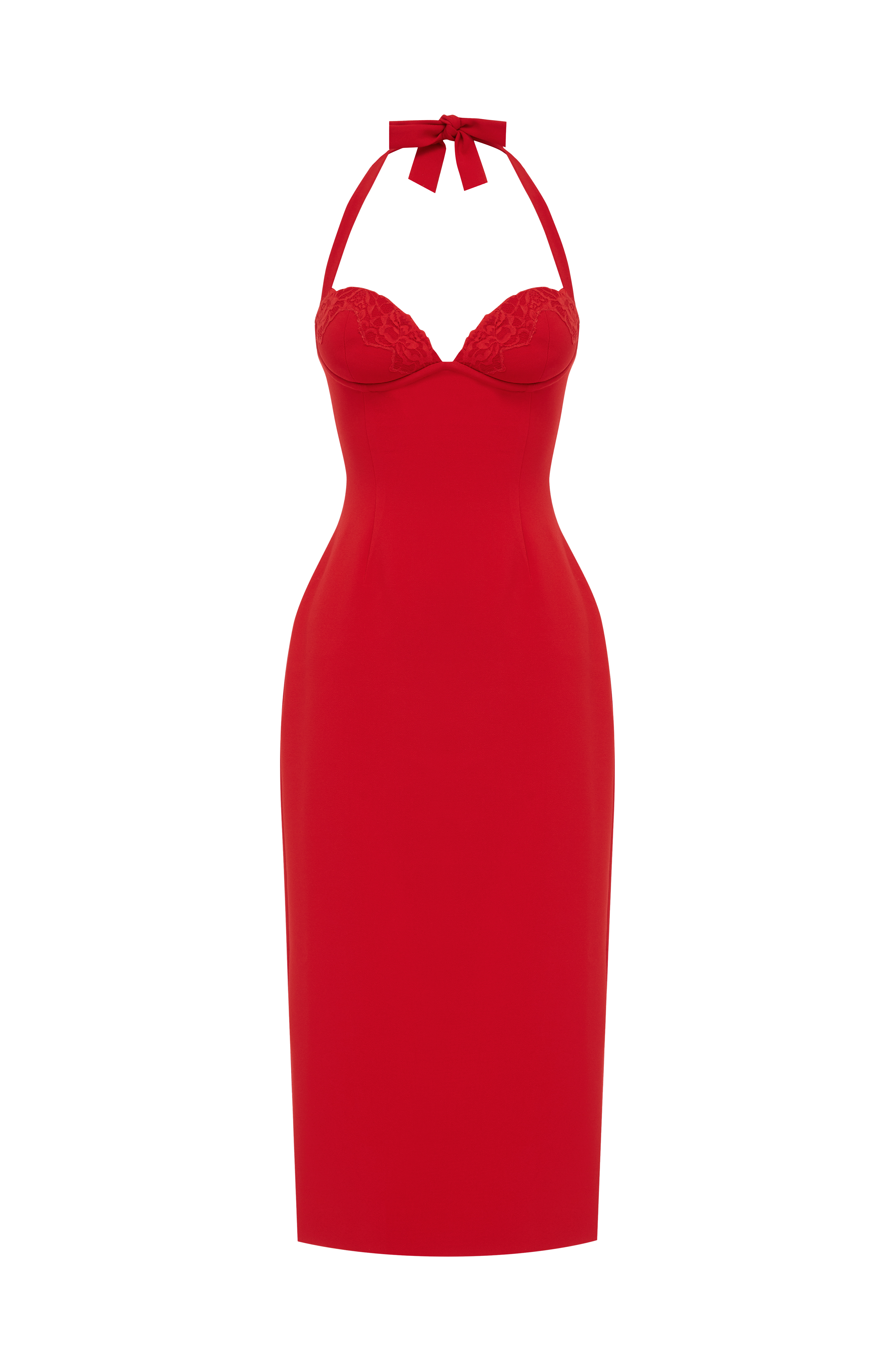 Kırmızı Cassia Midi Elbise