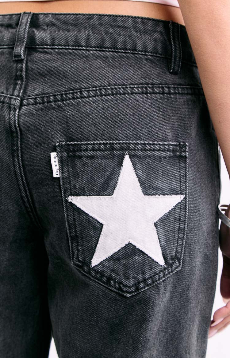 Charli Siyah Düşük Bel Rahat Kesim Jean Pantolon