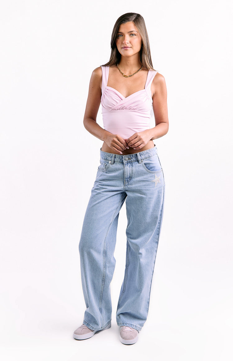 Charli Açık Yıkama Düşük Bel Rahat Kesim Jean Pantolon