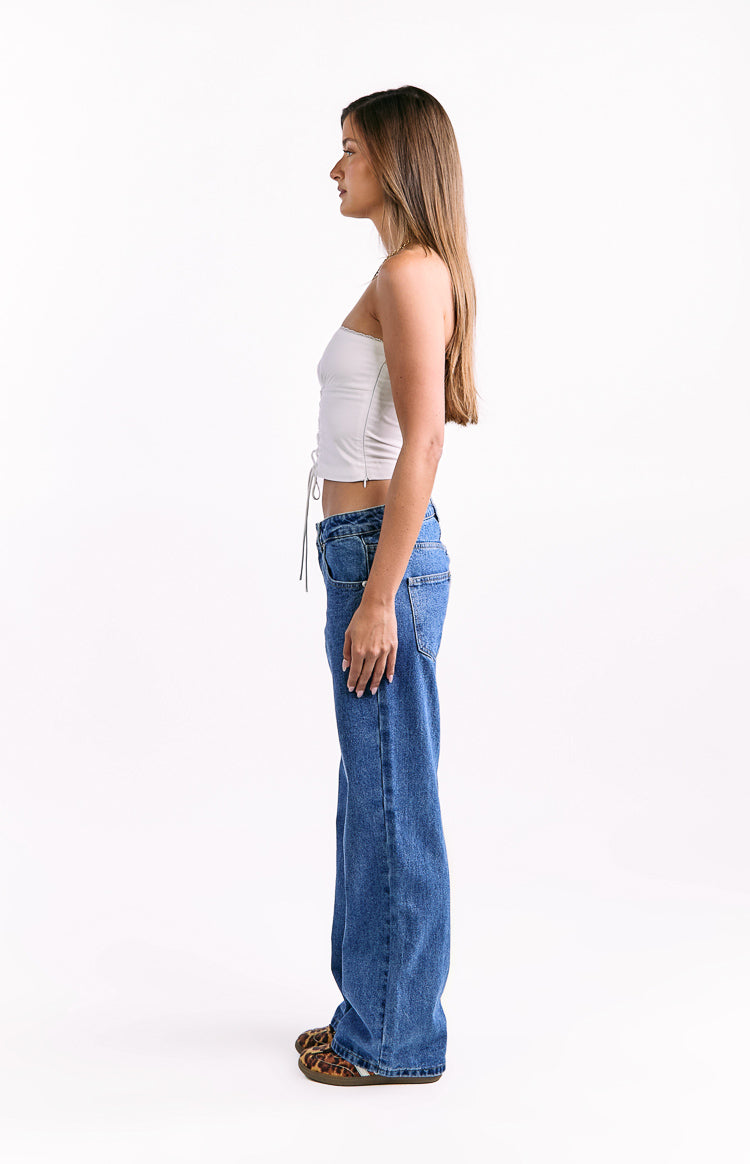 Charli Orta Yıkama Düşük Bel Bol Paça Jean