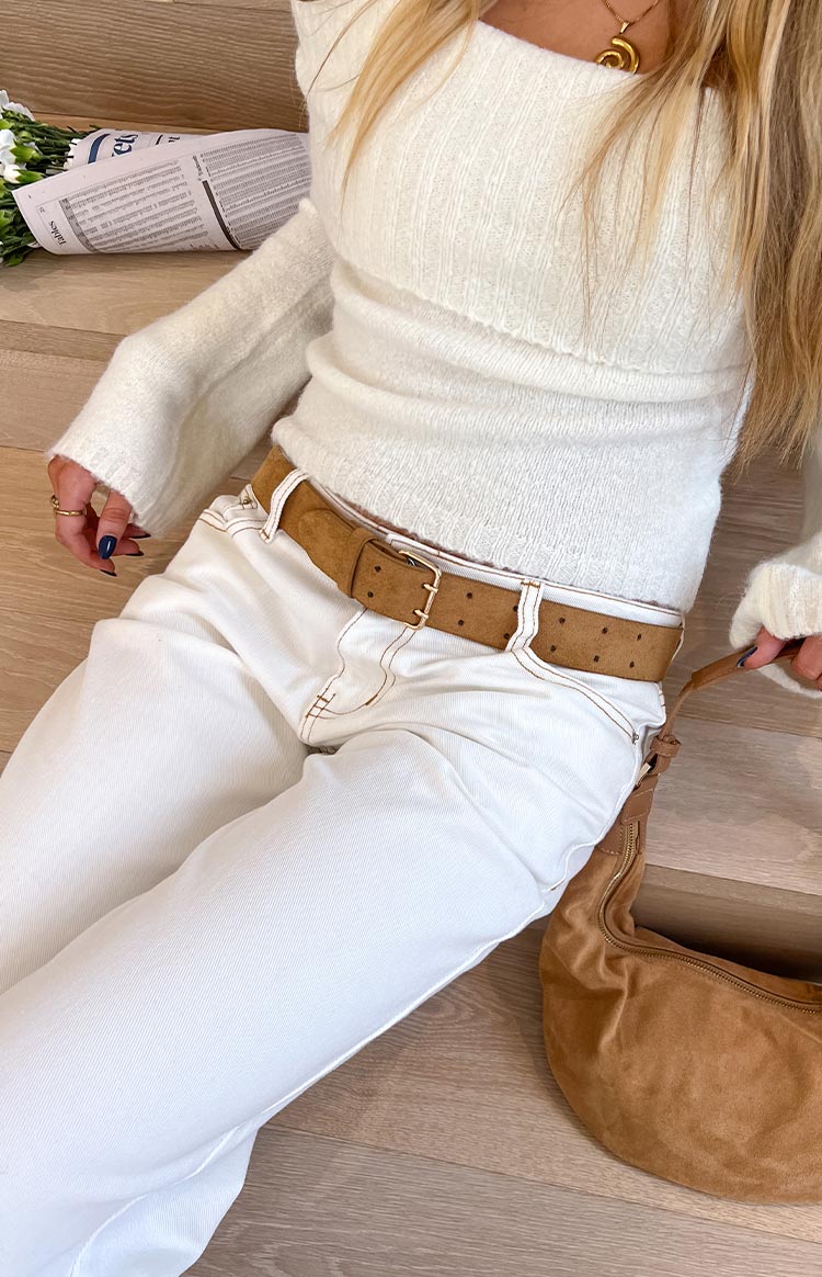 Clara Star Beyaz Düşük Bel Denim Pantolon - Şık ve Rahat