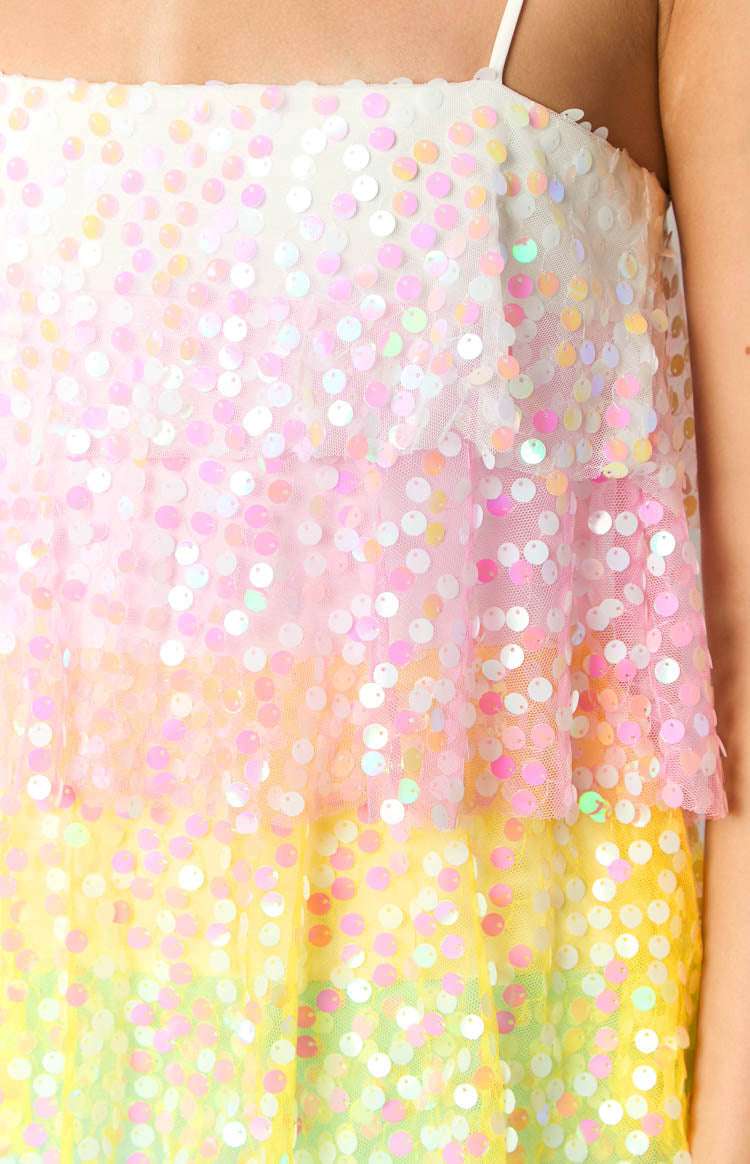 Darcy Rainbow Parlak Mini Elbise - Şık ve Renkli Tasarım