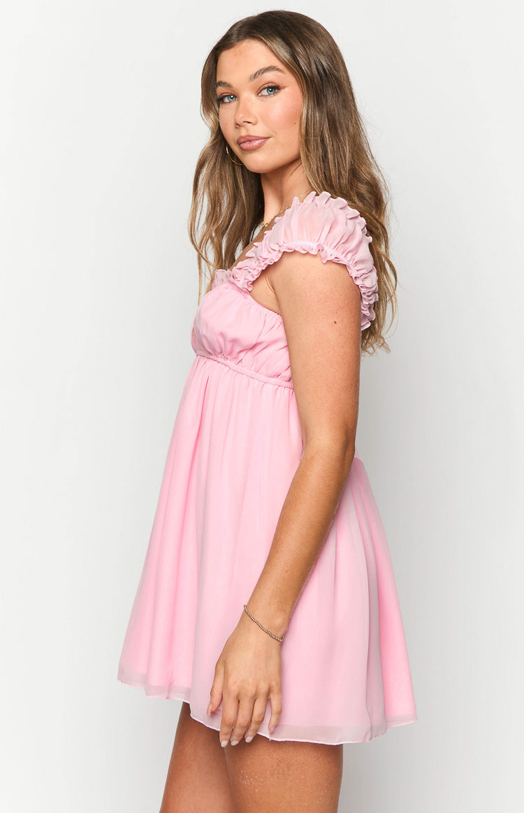 Dasies Pembe Mini Elbise