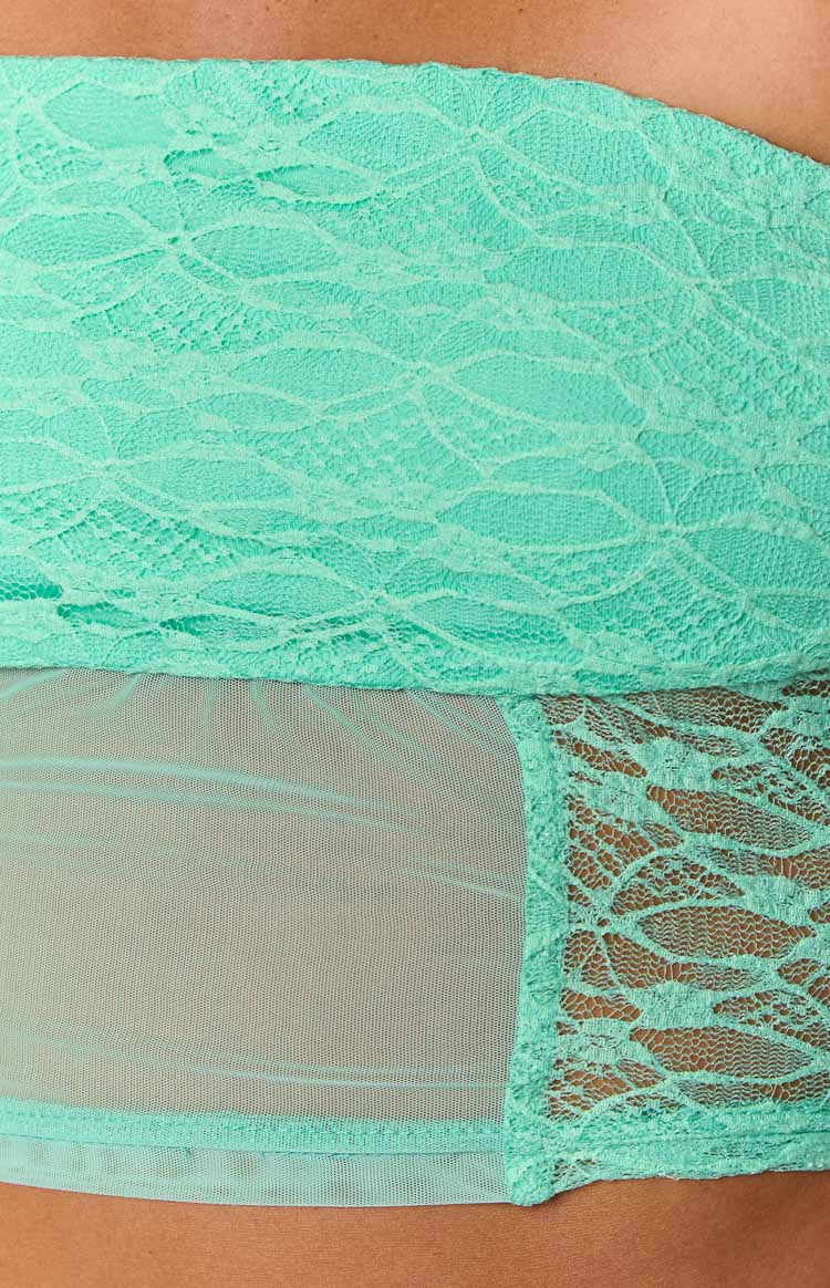 Stay Teal Straplez Dantel Korse Bluz