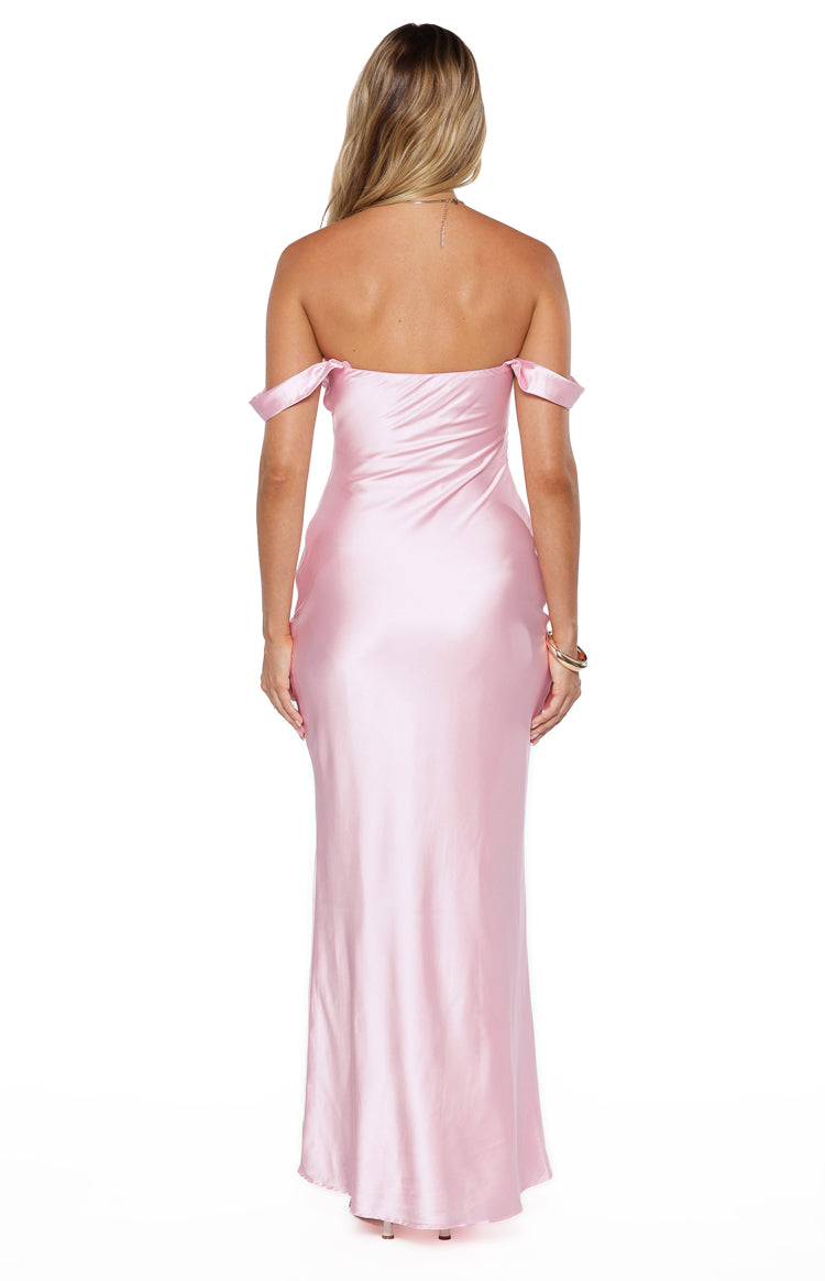 Ella Açık Pembe Off-Shoulder Maxi Elbise
