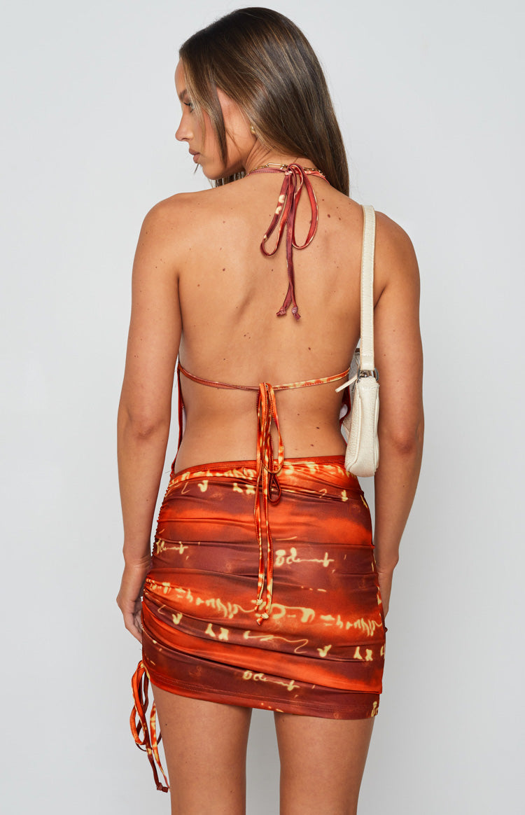 Kırmızı Elysha Halter Mini Elbise