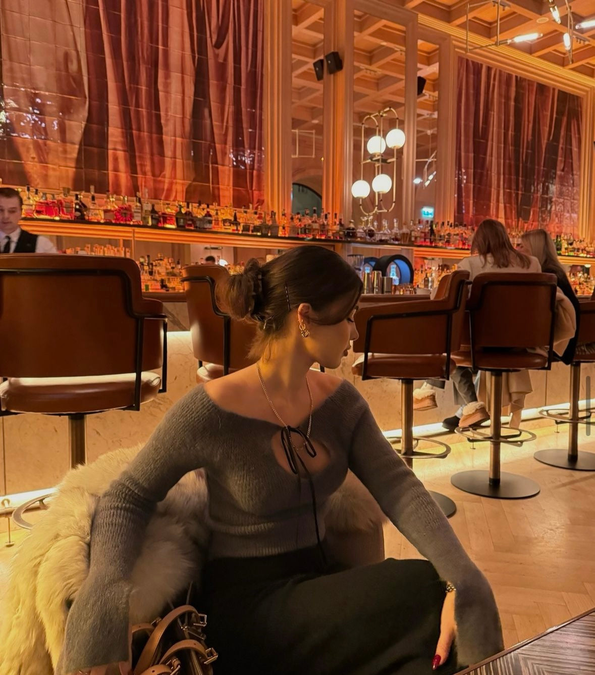 Bağlama Detaylı Gri/Kahverengi Brooke Triko Bluz