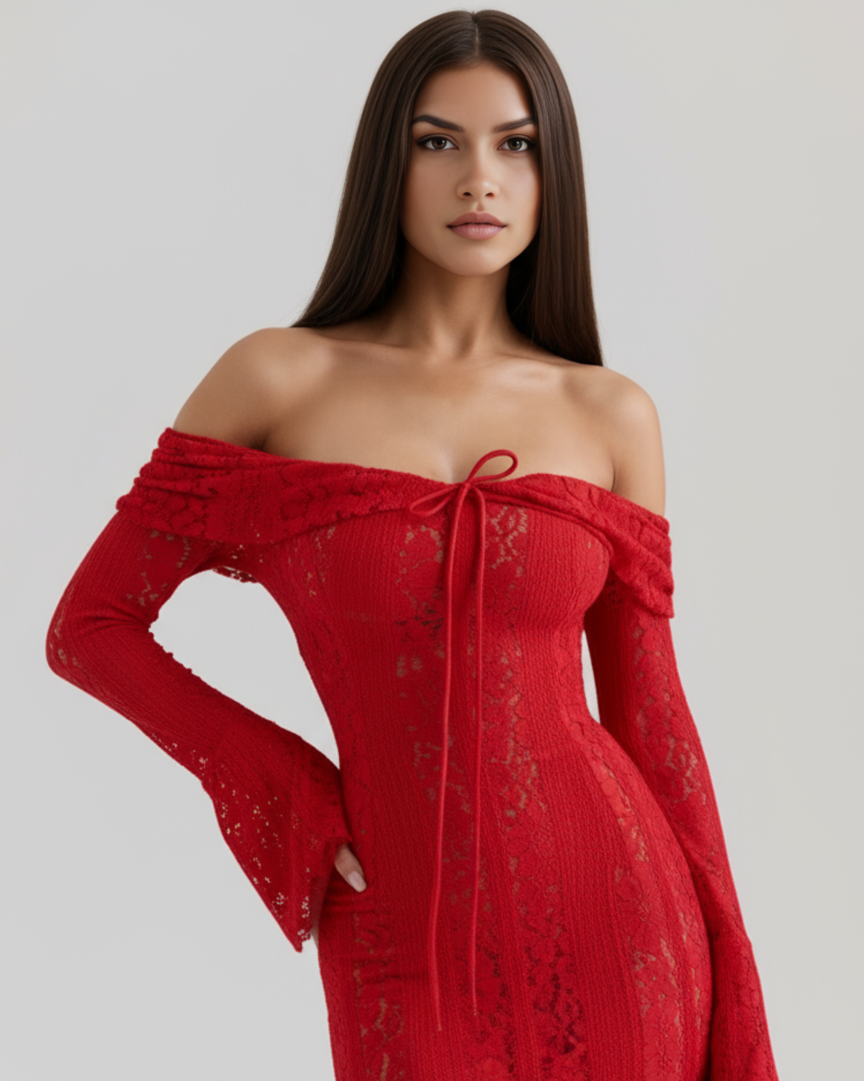 Alessandra Kırmızı Maxi Elbise