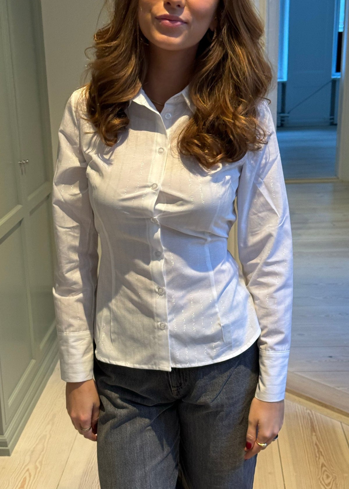 Alberte Slim Fit Beyaz Gömlek - Gümüş