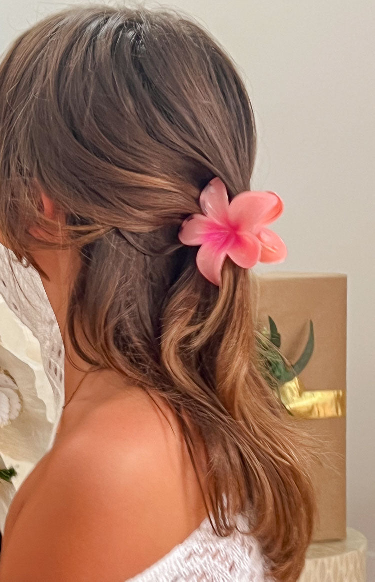 Pembe Frangipani Çiçek Klipsi