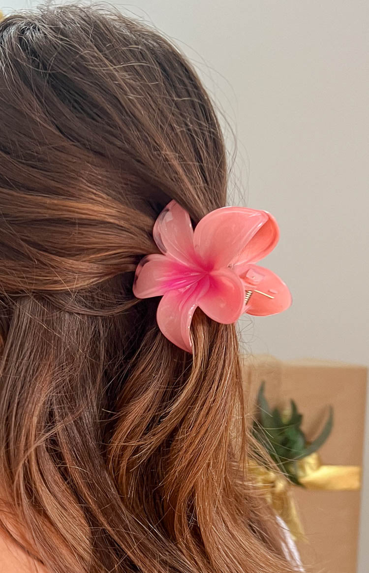 Pembe Frangipani Çiçek Klipsi