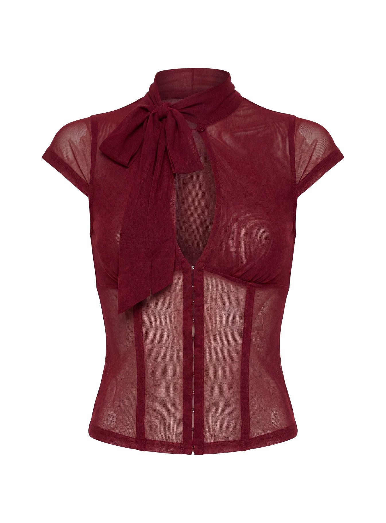 Anistasia Bordo Mesh Korse Üst