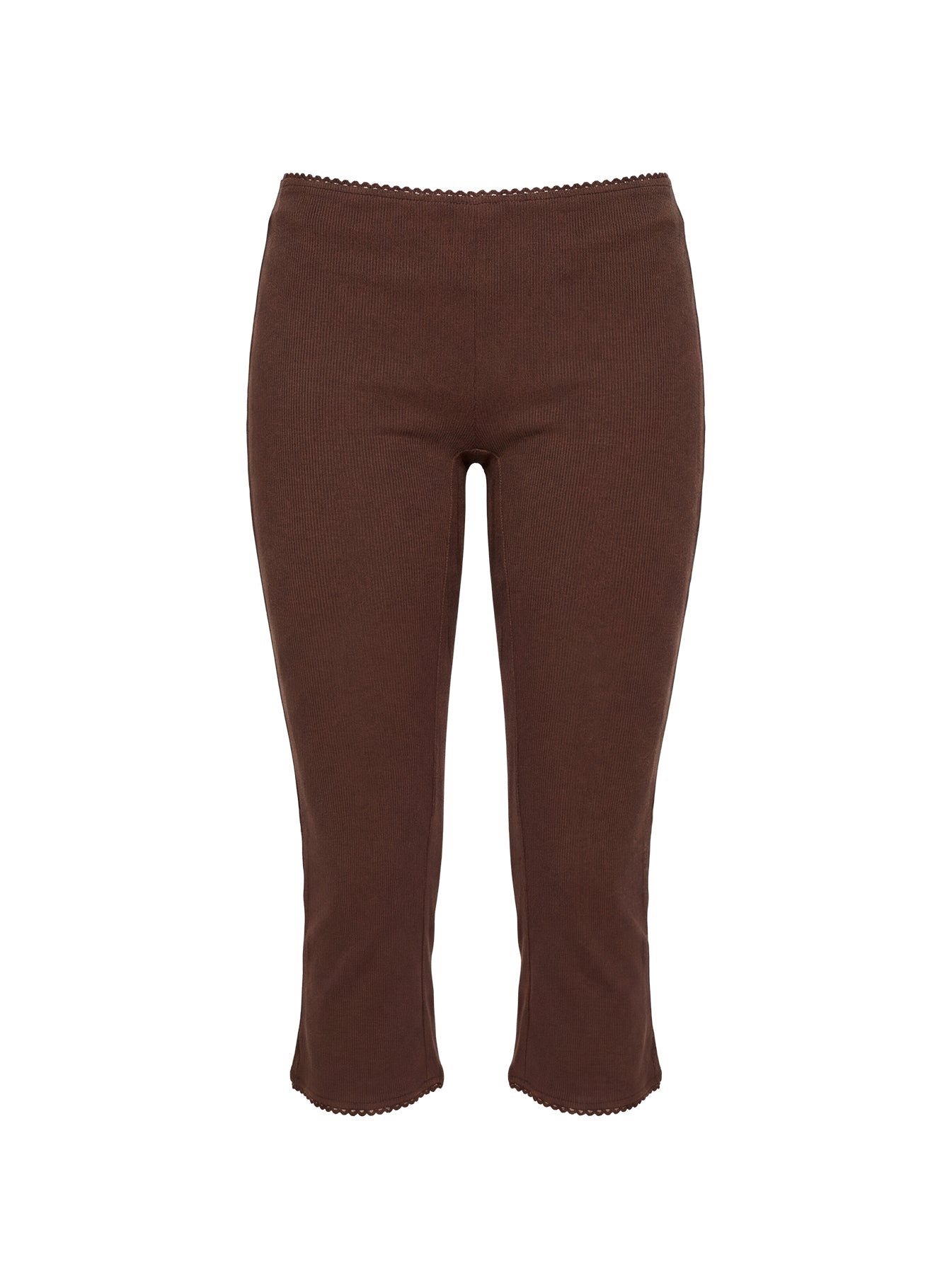 Temel Rib Capri Pantolon - Çikolata Rengi